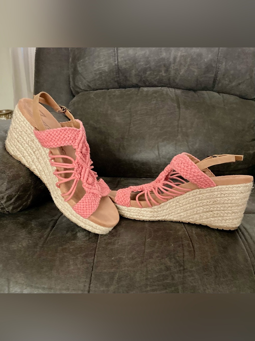 Zodiac Pink Braided Espadrille Wedge Sandals